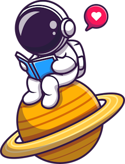 astronaut on planet reading a book